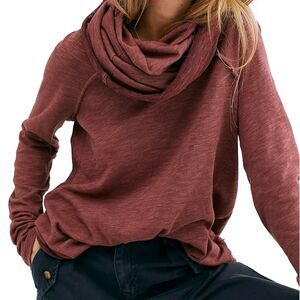 NWT Free People Beach Sweater Cowl Neck One Body Maroon Lagenlook Size XS